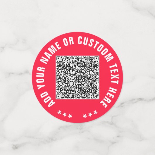 Uw QR Code Custom Text Confetti Kies Kleuren (Kleine voorkant)