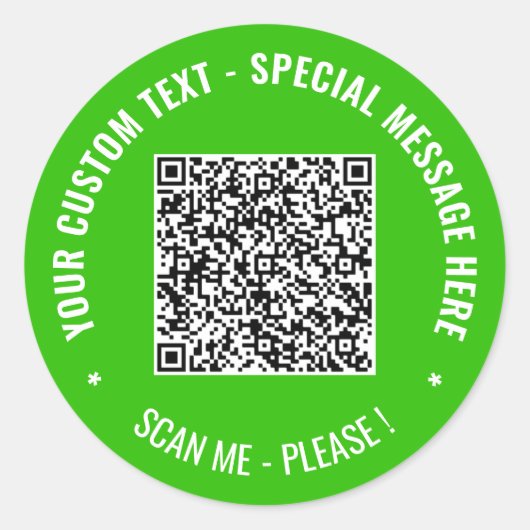 Uw QR Code Custom Text Sticker Kies Kleuren (Voorkant)