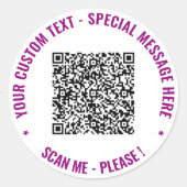 Uw QR Code Custom Text Sticker Kies Kleuren (Voorkant)