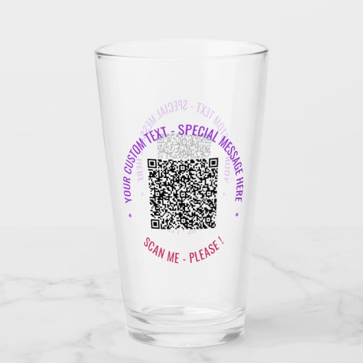 Uw QR-code en aangepast tekstglas Kies kleuren Glas (Voorkant)