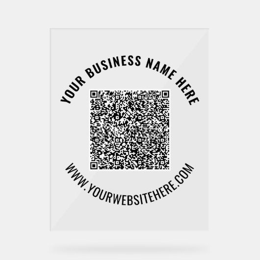 Uw QR Code en Aangepaste Tekst Acryl Teken Bord (Voorkant)