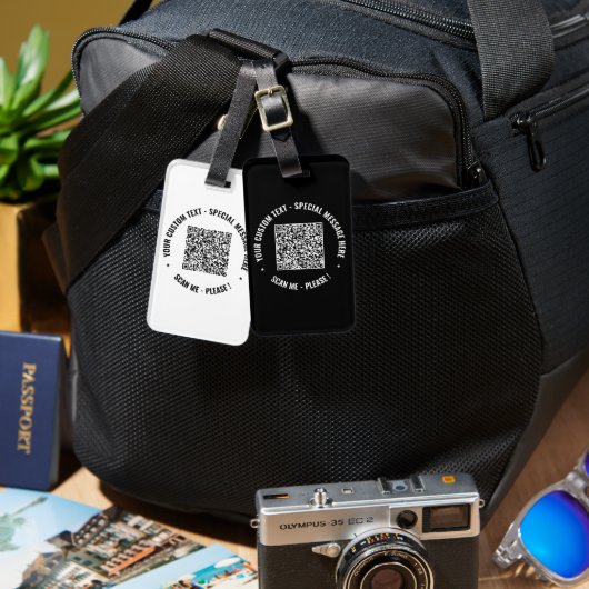 Uw QR-code en aangepaste tekst Bagagelabel Sjabloo (Voorkant /achterkant)