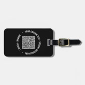 Uw QR-code en aangepaste tekst bagagelabel voorbee (Voorkant horizontaal)