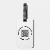 Uw QR-code en aangepaste tekst bagagelabel voorbee (Achterkant verticaal)