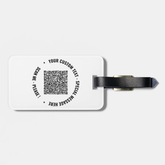 Uw QR-code en aangepaste tekst bagagelabel voorbee (Achterkant horizontaal)