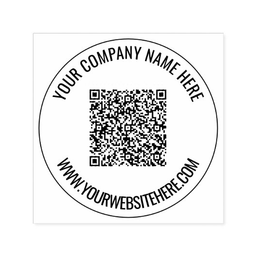 Uw QR-code en aangepaste tekst bedrijf ronde stemp Zelfinktende Stempel (Design)