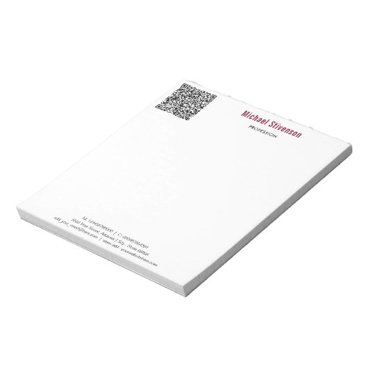 Uw QR Code en Aangepaste Tekst Business Notitieblo Notitieblok (Linkerzijde)
