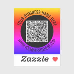 Uw QR-code en aangepaste tekst Business Sticker