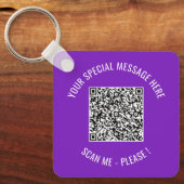 Uw QR-code en aangepaste tekst en kleur Sleutelhan Sleutelhanger (Voorkant)