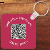 Uw QR-code en aangepaste tekst en kleur Sleutelhan Sleutelhanger (Achterkant)