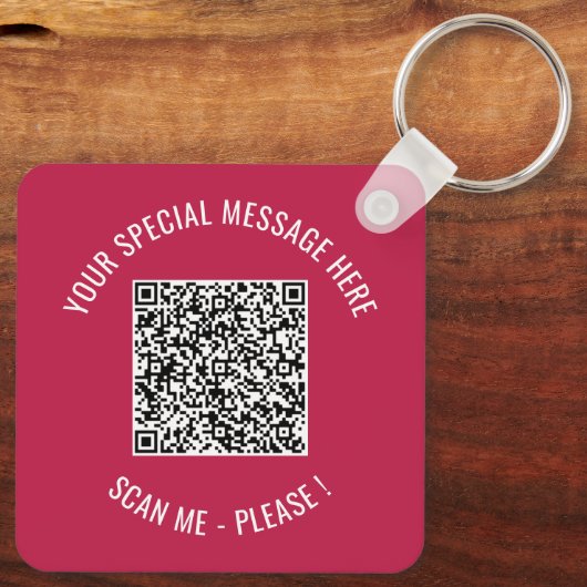 Uw QR-code en aangepaste tekst en kleur Sleutelhan Sleutelhanger (Achterkant)