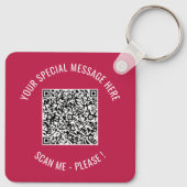 Uw QR-code en aangepaste tekst en kleur Sleutelhan Sleutelhanger (Achterkant)