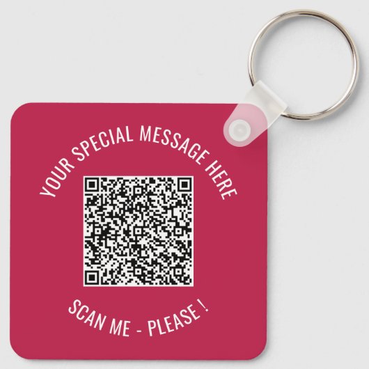 Uw QR-code en aangepaste tekst en kleur Sleutelhan Sleutelhanger (Achterkant)