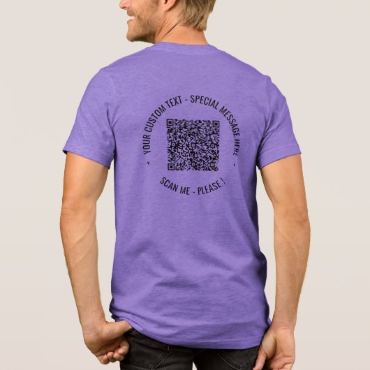 Uw QR-code en aangepaste tekst gepersonaliseerd Tri-Blend Shirt (Achterkant)