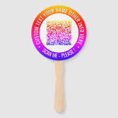 Uw QR-code en aangepaste tekst gepersonaliseerde h Handwaaier (Achterkant)