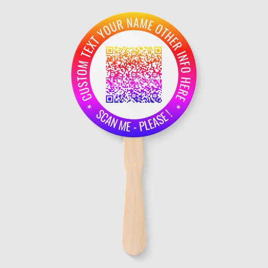 Uw QR-code en aangepaste tekst gepersonaliseerde h Handwaaier (Voorkant)