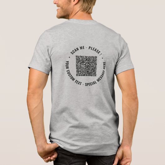 Uw QR-code en aangepaste tekst Gepersonaliseerde S Tri-Blend Shirt (Achterkant)