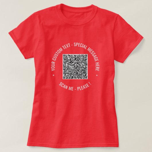 Uw QR-code en aangepaste tekst gepersonaliseerde T T-shirt (Design voorkant)