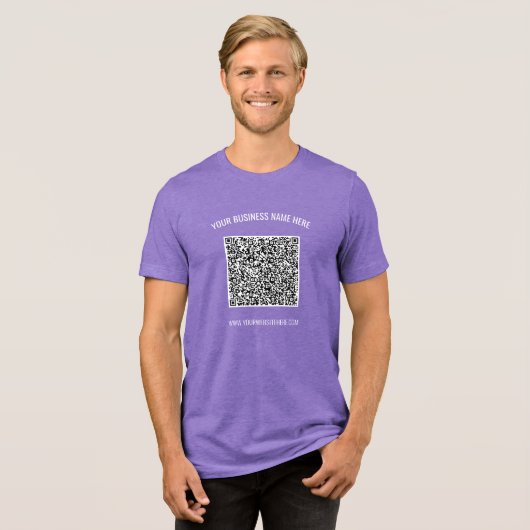 Uw QR-code en aangepaste tekst gepersonaliseerde T Tri-Blend Shirt (Voorkant volledig)