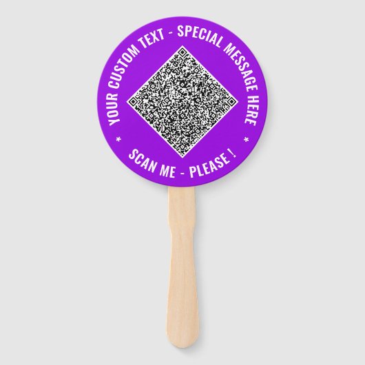 Uw QR-code en aangepaste tekst Hand Fan Sjabloon Handwaaier (Achterkant)