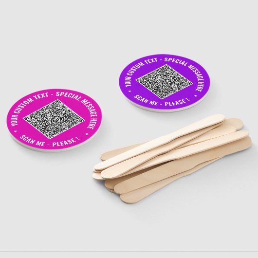 Uw QR-code en aangepaste tekst Hand Fan Sjabloon Handwaaier (Niet-gemonteerd)