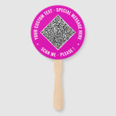 Uw QR-code en aangepaste tekst Hand Fan Sjabloon Handwaaier (Voorkant)