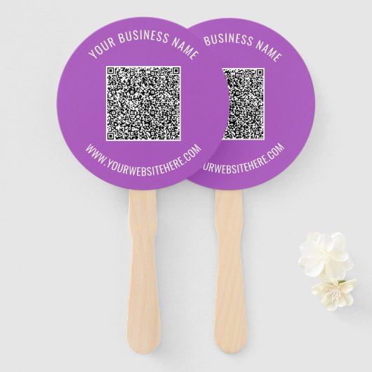 Uw QR-code en aangepaste tekst handventilator - ki Handwaaier (Voorkant en achterkant)