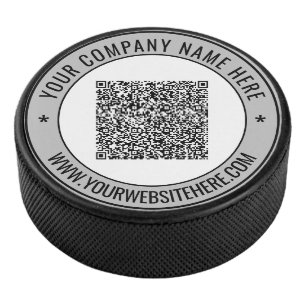 Uw QR-code en aangepaste tekst Hockey Puck Sjabloo