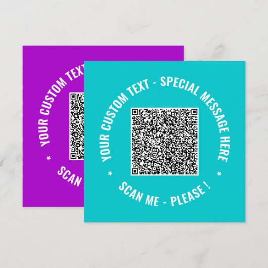 Uw QR-code en aangepaste tekst Kaart Kies kleuren (Voorkant / Achterkant)