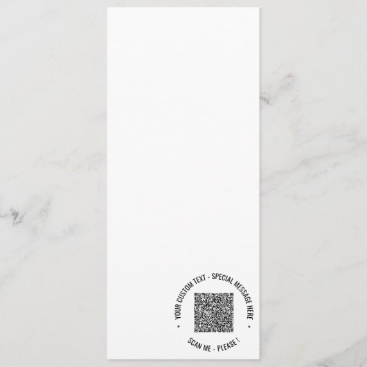Uw QR-code en aangepaste tekst menu kaart voorbeel (Voorkant)