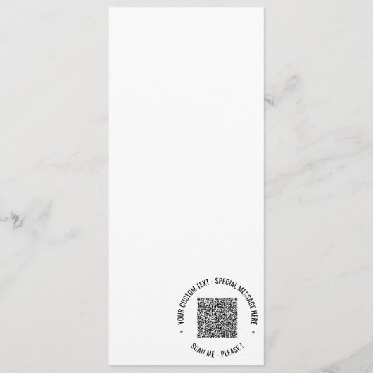 Uw QR-code en aangepaste tekst menu kaart voorbeel (Achterkant)