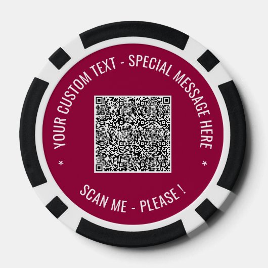 Uw QR-code en aangepaste tekst merk pokerchips (Achterkant)