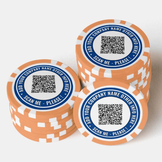 Uw QR-code en aangepaste tekst merk pokerfiches Poker Chips (Opstapeling)