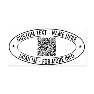 Uw QR-code en aangepaste tekst Ovaal stempel Sjabl