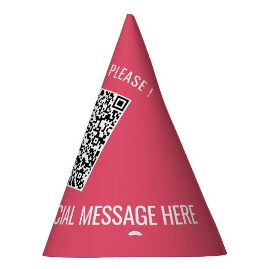 Uw QR-code en aangepaste tekst partij Pet Sjabloon Feesthoedjes (Rechts)