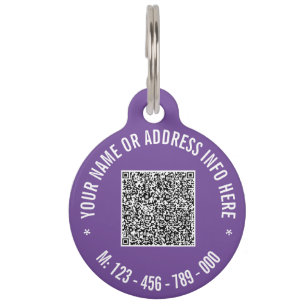 Uw QR-code en aangepaste tekst Pet ID Tag Sjabloon Huisdierpenning