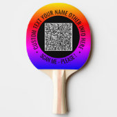 Uw QR-code en aangepaste tekst Ping Pong Paddle Tafeltennisbatje (Achterkant)