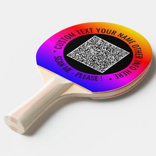 Uw QR-code en aangepaste tekst Ping Pong Paddle Tafeltennisbatje (Voorkant Gekanteld)