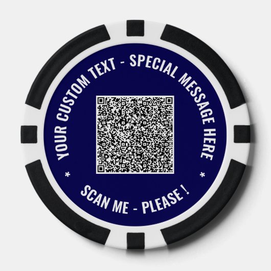 Uw QR-code en aangepaste tekst Poker Chips Sjabloo (Voorkant)
