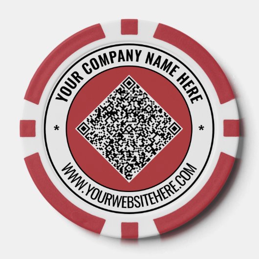 Uw QR-code en aangepaste tekst Poker Chips Sjabloo (Voorkant)