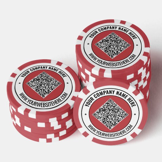 Uw QR-code en aangepaste tekst Poker Chips Sjabloo (Opstapeling)