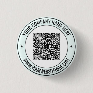 Uw QR-code en aangepaste tekst promotieknop Ronde Button 3,2 Cm