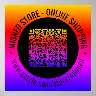 Uw QR-code en aangepaste tekst promotionele Poster