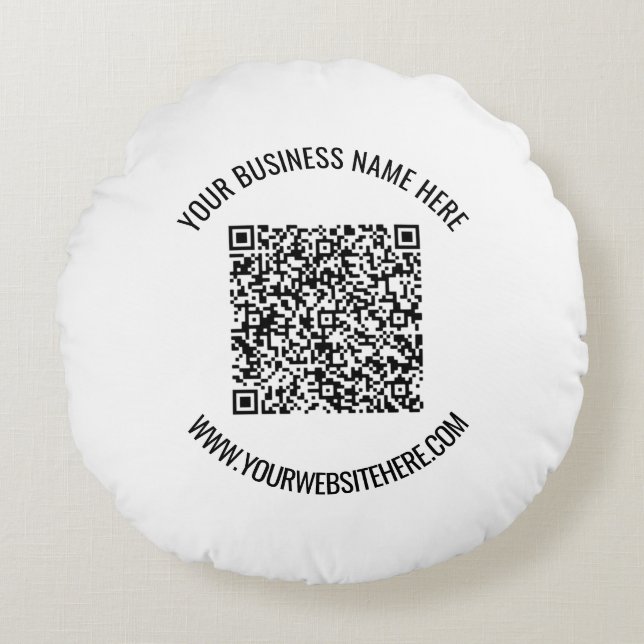 Uw QR-code en aangepaste tekst rond kussen (Voorkant)
