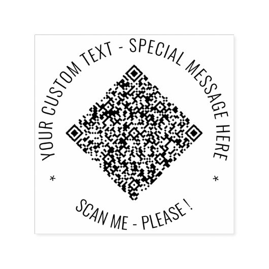 Uw QR-code en aangepaste tekst rond stempel voorbe (Design)
