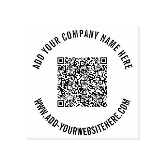 Uw QR-code en Aangepaste Tekst Ronde Rubber Stamp Rubberstempel (Afrduk)