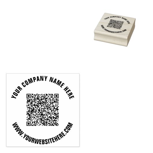Uw QR-code en Aangepaste Tekst Ronde Rubber Stamp Rubberstempel (Gestempeld)