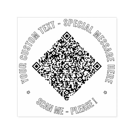 Uw QR-code en aangepaste tekst ronde stempel Sjabl (Design)