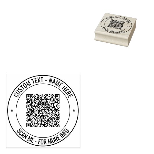 Uw QR-code en aangepaste tekst ronde stempel Sjabl (Gestempeld)