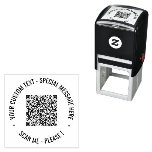 Uw QR-code en aangepaste tekst ronde stempel Sjabl